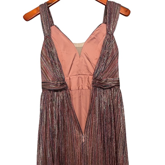 Catherine Deane NWT NIkola Pleated Empire Goddess Metallic Stripe Dress Size 0‎ - Picture 10 of 12